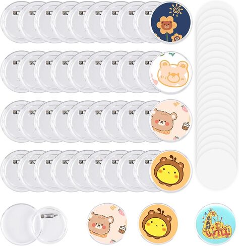 50 Pack Acrylic Button Pins Badge, 50mm/1.97 Inch Clear Pins Buttons Kit, DIY Badges Acrylic Pin Buttons with Blank Round Paper in Saudi Arabia