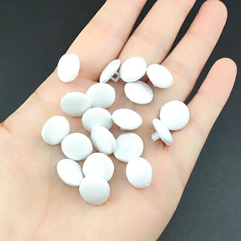 30pcs Ivory Satin Fabric Cloth Covered Buttons with Shank for Bridal Wedding Dress Buttons, DIY Sewing, Handmade Scrapbooking Decorations 12.5mm in Kuwait