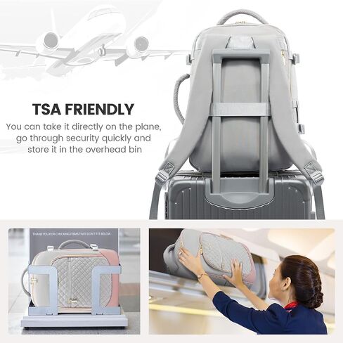 LOVEVOOK Travel Backpack for Women, 15.6in Laptop Backpack TSA Approved Carry on Luggage Personal Item Travel Bag for Business Weekender Hiking, Gray-Pink in Saudi Arabia