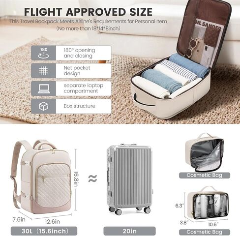 LOVEVOOK Travel Backpack for Women, 15.6in Laptop Backpack TSA Approved Carry on Luggage Personal Item Travel Bag for Business Weekender Hiking, Gray-Pink in Saudi Arabia
