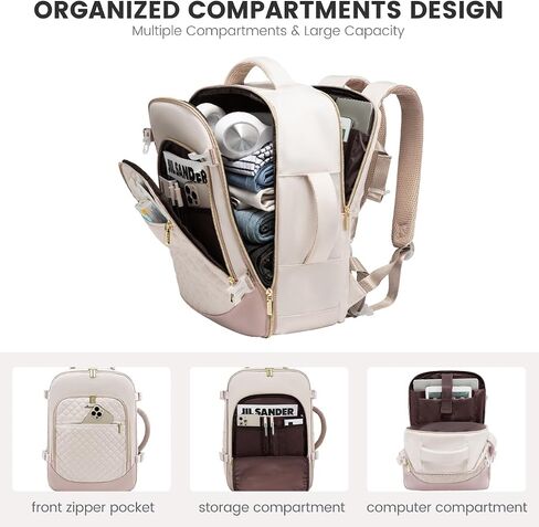 LOVEVOOK Travel Backpack for Women, 15.6in Laptop Backpack TSA Approved Carry on Luggage Personal Item Travel Bag for Business Weekender Hiking, Gray-Pink in Saudi Arabia