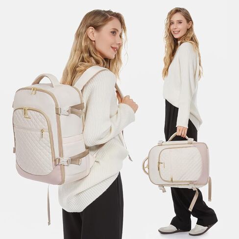LOVEVOOK Travel Backpack for Women, 15.6in Laptop Backpack TSA Approved Carry on Luggage Personal Item Travel Bag for Business Weekender Hiking, Gray-Pink in Saudi Arabia