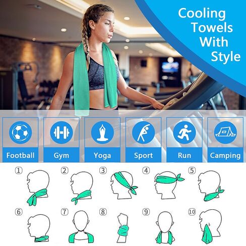 10 عبوات من مناشف التبريد لوجه الرقبة من أمجيكو، مجموعة مناشف ثلج باردة فورية قابلة للتنفس، قطعة قماش للعرق البارد للصالة الرياضية، واليوجا، والجولف، والشاطئ، والسفر، والتخييم، والجري، والرياضة، والطقس الحار in Kuwait