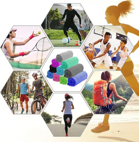 10 عبوات من مناشف التبريد لوجه الرقبة من أمجيكو، مجموعة مناشف ثلج باردة فورية قابلة للتنفس، قطعة قماش للعرق البارد للصالة الرياضية، واليوجا، والجولف، والشاطئ، والسفر، والتخييم، والجري، والرياضة، والطقس الحار in Kuwait