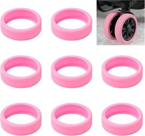 Luggage Wheel Covers, 8Pcs Silicone Luggage Wheels Guard Luggage Wheel Protective Covers Luggage Compartment Wheel Sleeves for 5-6.5cm Diameter Luggage Casters (Pink) in Saudi Arabia