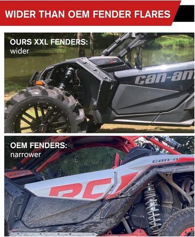 مجموعة مشاعل ممتدة أمامية وخلفية من A & UTV PRO لـ Can-Am Maverick X3 Max/Maverick 1000 Max 2017-2023، XXL ملحقات ملحقات اللوحات الواقية من الطين الواسعة للغاية in Saudi Arabia