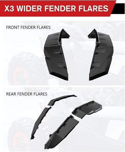 مجموعة مشاعل ممتدة أمامية وخلفية من A & UTV PRO لـ Can-Am Maverick X3 Max/Maverick 1000 Max 2017-2023، XXL ملحقات ملحقات اللوحات الواقية من الطين الواسعة للغاية in Saudi Arabia