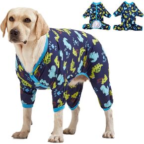 LovinPet الكلاب الكبيرة PJS Onesies - كلب قميص ما بعد الجراحة، حماية من الأشعة فوق البنفسجية، طباعة همبرغر صفراء، بيجامة خفيفة الوزن للحيوانات الأليفة، تغطية كاملة للكلاب، ملابس للكلاب الكبيرة، 3XL in Kuwait