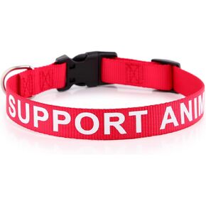 Plutus Pet Support Animal Collar,Printed in Large Letters on Nylon Webbing,Prevents Accidents by Warning Others of Your Dog in Advance,Two Colors,Four Sizes,Neck 8-12 inch,Extra Small,Red in Kuwait