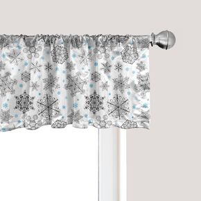 Ambesonne Snowflake Window Valance, Lace Style Arrangement of Snowflakes Winter Season Christmas Illustration, Curtain Valance for Kitchen Bedroom Decor with Rod Pocket, 54" X 18", White and Black in Kuwait