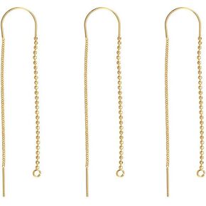 Craftdady 24Pcs/12 Pairs 18K Gold Platinum Ear Threads Brass Long Chain Dangle Threader Earrings with Curved Earring Hooks Ear Wires for Jewelry Making in Kuwait