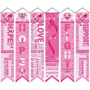 Pink Ribbon Party Decorations Breast Cancer Awareness Banner Porch Sign, Hope Strength Courage Faith Banners Backdrop for Pink Ribbon Breast Cancer Party Supply Decorations, 11.8 x 72 Inch in Kuwait