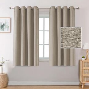 H.VERSAILTEX Linen Blackout Curtains Blue Floral 84 Inches Long Thermal Insulated Curtains for Textured Burlap Grommet Window Curtains for Living Room Bedroom, 2 Panels, Bluestone and Taupe in Kuwait