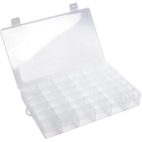 Juvielich Clear Plastic Organizer Box,24 Grids Fixed Storage Container Jewelry Box for Beads Art DIY Crafts Jewelry Fishing Tackles 7.60"x5.20"x0.87"(LxWxH) 1PCS in Kuwait