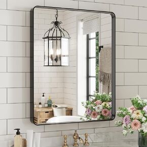 WEER Black Framed Mirror 36X30 Inch, Rectangular Matte Black Bathroom Vanity Mirror, Farmhouse Bathroom Mirror with Tempered Glass, Anti-Rust, Hangs Horizontal or Vertical in Kuwait