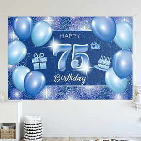 5665 Happy 25th Birthday Backdrop Banner Decor Blue – Dot Glitter Sparkle 25 Years Old Birthday party Theme Decorations for Men Women Supplies in Kuwait
