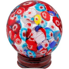 mookaitedecor Natural Rose Quartz Crystal Ball with Wood Stand, Healing Crystals Sphere Sculpture Home Decoration, 2.55"-2.75" in Kuwait