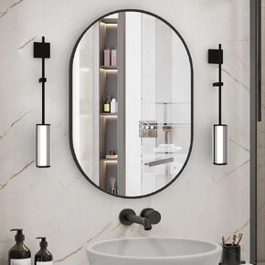 Oval Bathroom Mirror Wall Vanity Oval Mirrors, 20"x30" Silver Bathroom Mirrors for Over Sink Pill Mirrors Capsule Wall Mounted Mirror, Modern Mirror with Metal Frame for Wall Decor in Kuwait