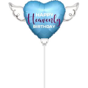 Heavenly Balloons on a stick Happy Heavenly Birthday blue/purple balloon heart shaped with angel wings in Kuwait
