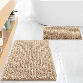 FLOLEOPA Luxury Chenille Burnt Orange Bathroom Rugs Bath Mats Sets, Extra Soft and Absorbent Bathroom Rugs Non Skid Machine Wash Dry Bath Mats（32"x20" Plus 17"x24"） in Kuwait