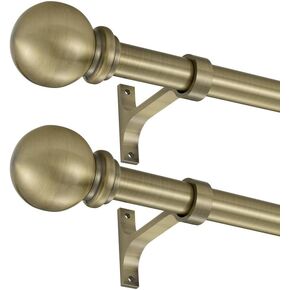 Warm Gold Curtain Rods for Window 72-144 Inch, Decorative Curtain Rod with Ball Finials, Adjustable Single Drapery Rod Warm Gold, 1 Inch Diameter Heavy Duty Curtain Rod in Kuwait