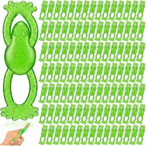 100 Pcs Flying Slingshot Frogs Toy Passover Day Toy Stretchy Flying Frogs Slingshot Fun Shooting Flying Green Frogs Toys Sticky Toys for Party Favors Frog Birthday Party Classroom Exchange Prizes Game in Kuwait