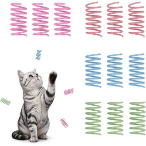 Andiker Cat Spiral Spring, 12 Pc Cat Creative Toy to Kill Time and Keep Fit Interactive Cat Toy Sturdy Heavy Plastic Spring Colorful Springs Cat Toy for Swatting, Biting, Hunting Kitten Toys in Kuwait