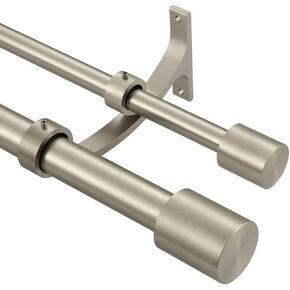Double Curtain Rods for Window 72 to 144 Inch (6-12ft), Matte Black Double Drapery Rod, Heavy Duty 1 Inch Front and 5/8 Inch Back Double Window Rod, Decorative Double Rod Curtain Rods with Cap Finials in Kuwait