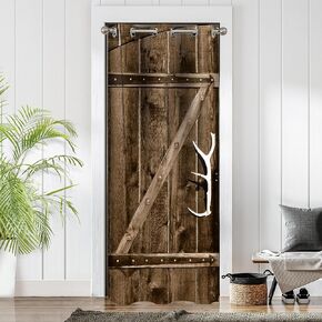 Wood Door Curtains for Doorways, Farm Village Barn Art Rural Blackout Curtain for Kids Bedroom Closet, Grommet Thermal Insulated Privacy Door Drapes for Room Divider, 34" W x 80" L in Kuwait