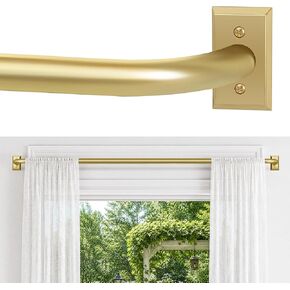 ZYRW Gold Curtain Rods, Room Darkening Curtain Rods for Windows 48 to 90 Inches(4-7.5Ft), Wrap Around Curtain Rods, Heavy Duty Blackout Drapery Rods, Modern Decorative Window Treatment Rod, Gold in Kuwait