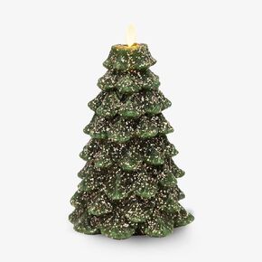 Luminara Christmas Tree Flameless Candle Glitter and Snow Finish Moving Flame Effect LED Candle, Timer, Remote Ready, Holiday Decoration (5.35" x 8.5", Iceberg Green) in Kuwait
