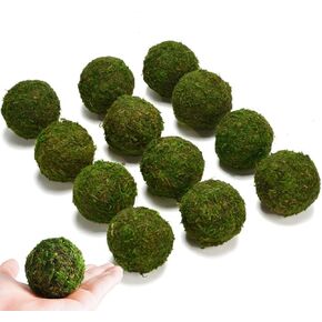 BYHER Moss Balls, 18 PCS Decorative Balls for Centerpiece Bowls - 6pcs 3.2" Natural Dried Balls+ 12pcs 2" Green Moss Balls Vase Bowl Filler (Set of 18) in Kuwait