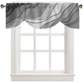 Blue Brown Ombre Cream Valances for Windows, Kitchen Curtains Window Treatment Decor, Modern Geometric Aesthetic Rod Pocket Short Window Valances for Living Room/Bedroom, 54" x 18" in Kuwait