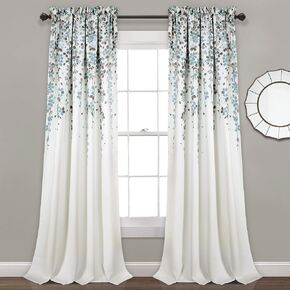 لوحات ستائر نافذة مرشحة لضوء زهرة البكاء من Lush Decor، زوج، 52 بوصة عرض × 84 بوصة طول + 2 بوصة، أزرق ورمادي - ستائر زهرية حديثة ساحرة لغرفة المعيشة وغرفة الطعام وغرفة النوم in Kuwait