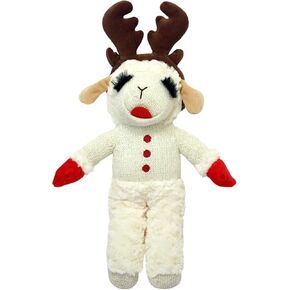 Multipet Holiday Lamb Chop with Reindeer Antlers Plush Dog Toy (13" Standing Lamb) in Kuwait