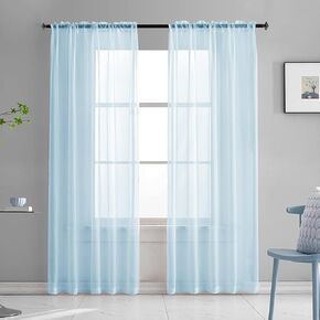 Christmas Red Sheer Voile Curtains Translucent Solid Color Window Treatment 84 Inches Long Rod Pocket Red Sheers for Bedroom Living Room 2 Panels 52 x 84 mas in Kuwait