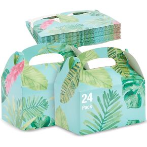 BLUE PANDA 24 Pack Luau Tropical Party Favor Boxes for Kids Birthday Decorations, Hawaiian Themed Gable Gift Box Set for Summer Pool Party, Floral Design (6 x 3 x 3 Inches) in Kuwait