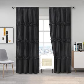 ستائر نافذة معتمة معزولة حراريًا من Homechoice Decor، مقاس 137.16 سم عرضًا × 213.36 سم طولًا (زوج)، معالجات نافذة مكشكشة بوهو مع 3 صفوف من زهور الفراشة، ستائر جيب قضيب ريفي للغرفة، جملي (LQ-30) in Kuwait