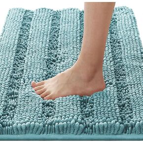 H.VERSAILTEX Bathroom Rugs Bath Rug Set 2 Piece Bathroom Contour Rug Toilet Mat Sets Non Slip Contour Bath Rug Ultra Thick Water Absorbent Striped Bath Mats Washable(47" x 17" Plus 20" x 20" U, Dove) in Kuwait