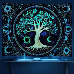 Wall Tapestry Black and White Tree of Life Tapestries Aesthetic Trippy Tapestrys Large Hippie Sun Moon Space Talestry Forest Wall Hanging Decor Nature Home tapestry's for Bedroom,Living Room,Ceiling in Kuwait