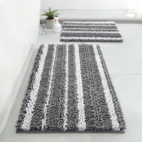طقم سجاد حمام من HOMEIDEAS مكون من قطعتين، ماص فائق النعومة وغير قابل للانزلاق وقابل للغسل في الغسالة (32 بوصة × 20 بوصة + 17 بوصة × 24 بوصة، بيج) in Kuwait