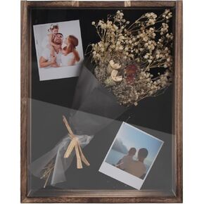 J JACKCUBE DESIGN Rustic Wood Shadow Box 14 x 11, Memory Display Storage Case for Keepsakes, Pictures, Cards, Tickets for Tabletop, Wall Mount Frame- MK740-2A in Kuwait