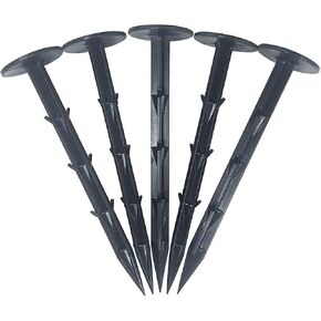 (100-PACK) 4" Heavy Duty Professional Grade Plastic Landscape & Garden Spikes - Multi Use Weed Fabric, Erosion Netting & Tarp Stakes (4" Inch Stake) in Kuwait