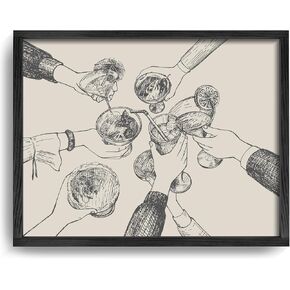 Heiple Framed Cheers Bar Cart Wall Decor for Cheers Sign Wall Art for Rustic Vintage Farmhouse Home Kitchen Wall Decor Trendy Black and White Cheers Cocktail (Black, 8"x10") in Kuwait