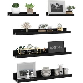 Giftgarden 24 Inch Wall Mounted Floating Shelves Set of 5, Distressed White Wood Wall Shelves for Bathroom, Bedroom, Kitchen, Living Room Storage and Decoration, Rustic Wooden Picture Ledge in Kuwait