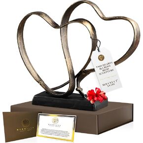 UTOPISH Wedding Anniversary Couples Gift - Two Hearts and Cross Iron Sculpture, Heart Decoration Gift for Her and Him, 1st to 50th or 60th Anniversary, Includes Gift Box and Poem Card in Kuwait