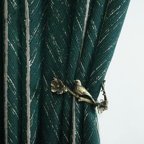 1 Pair American Luxury Retro Green Fish Bone Curtains Room Darkening Green and Gold Curtains for Living Room Bedroom (Green,54x90 Inch) in Kuwait