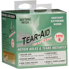 TEAR-AID Vinyl Repair Kit, Type B Clear Patch for Vinyl and Vinyl-Coated Materials, Works on Vinyl Tents, Awnings, Air Matresses, Pool Liners & More, 3in x 5ft Roll in Kuwait