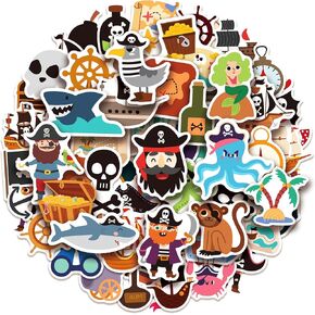 100 Pack Pirate Stickers, Pirate Party Favors Decorations Gifts, Waterproof Stickers for Water Bottle Laptop Computer Phone in Kuwait