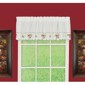 Today's Curtain Holiday Joy Embroidered Valance, 14", White, 60" W x 14" L in Kuwait